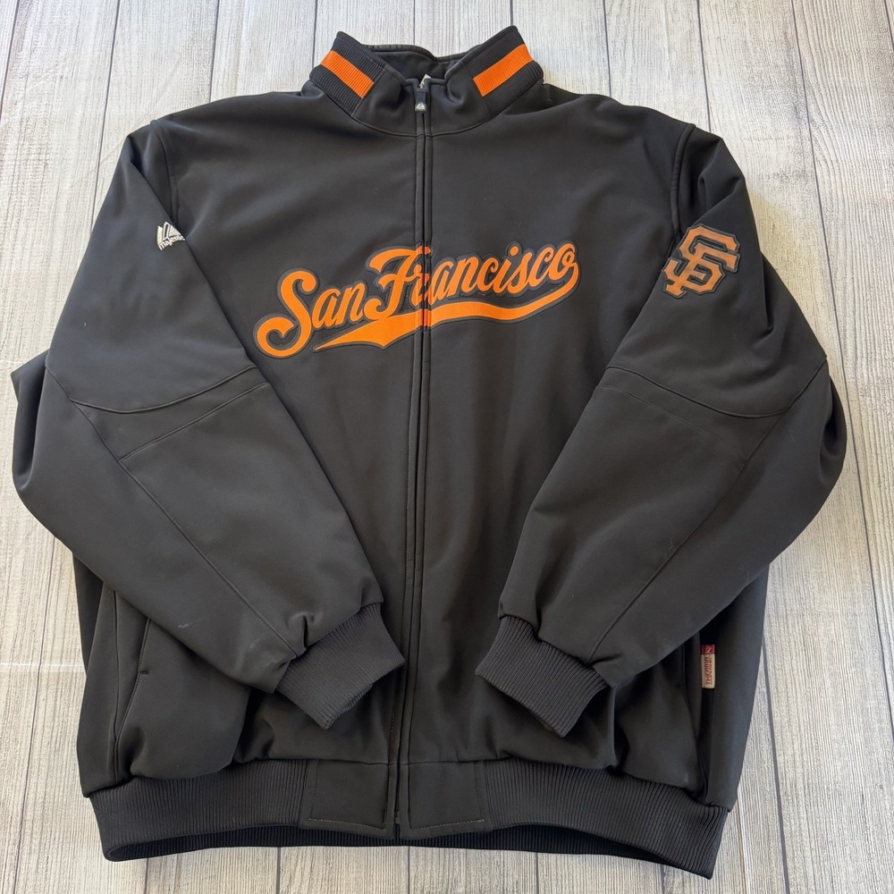 San Francisco SF Giants MLB Majestic Black Full Zip Therma Base Jacket. Size 4XL